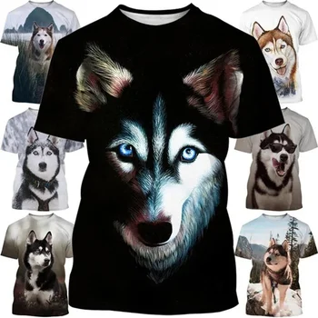 Hot Prodej Cool 3D Zvířata Husky Pánské Dámské Módní Oversize T-Shirt 3D Tištěné T-košile Krátký Rukáv Ležérní O Krk Tees Tops Obrázek