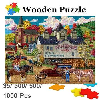 Hádanky Přírody Krajiny Evropské Dřevěné Puzzle 35/300/500/1000 Kousky Puzzle Kreativní Děti Duševního Hračky Obrázek