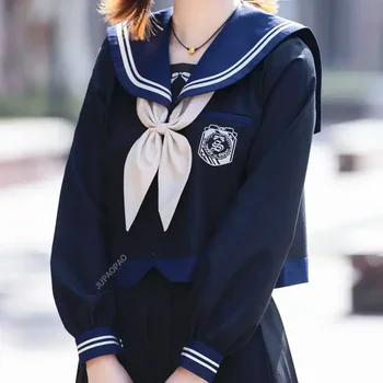 Japonský korejský Styl S-XL Student Dívky Školní Uniformy Námořnictva Oblečení Ženské Námořnictvo JK Obleku Námořník Tričko Skládaný Sukně Cosplay Obrázek