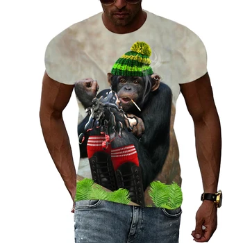 Letní Legrační Opice grafické t košile Pro Muže Módní Osobnosti Ležérní Tisk T-košile Harajuku Hip Hop krátký rukáv t-košile Obrázek