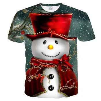 Letní Příliv Vánoční Obrázek Muže T-Košile Ležérní 3D Tisk Tees Hip Hop Osobnosti Kolem Krku Krátký Rukáv rychleschnoucí Topy Obrázek
