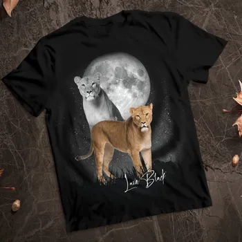 Lev moon T shirt grafické ilustrace volně žijících živočichů národního parku Obrázek