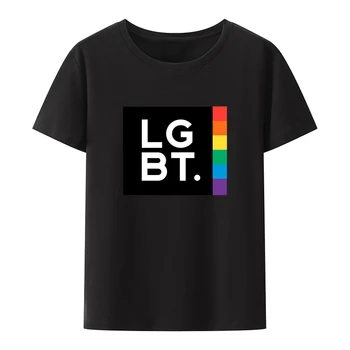 LGBT Klasické Logo Cotton T-Shirt Rainbow Flag Style Graphic Trička pro Muže Y2k Oblečení Novinkou Originální Pánské Košile The Weeknd Obrázek