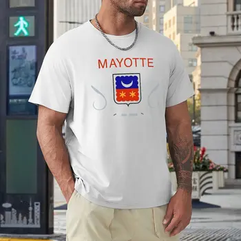 Mayotte, Vlajka znak, Vlajka Mayotte Dárek Crewneck T-shirt Pohybu Top Tee Bederní Humor Grafické Fitness USA Velikost Obrázek