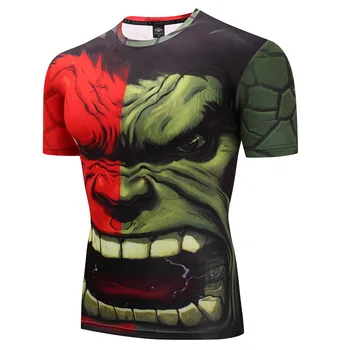 Módní Komprese Hulk Košile Muži 3D Tištěné Krátký Rukáv Cosplay Fitness Kulturistika Muž nejprodávanější Zelené Oblečení Obrázek