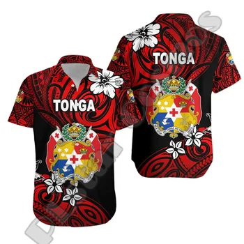 Novéhomóda Vlastní Jméno Polynéské Zemi Tonga, Liahona Hight School Tetování Havajské Pláži Košile 3DPrint Letní Krátký Rukáv T Obrázek