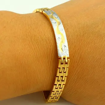 Nový Zlatý Náramek pro Ženy Muži Zlato/Stříbro Pokovené Vynikající Vzor Náramek Etiopské/Afrika/Arabské/Indie Šperky Obrázek