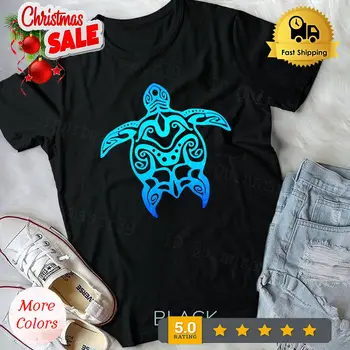 Ocean Blue Domorodé Havajské Mořské Želvy Unisex T-shirt. Obrázek