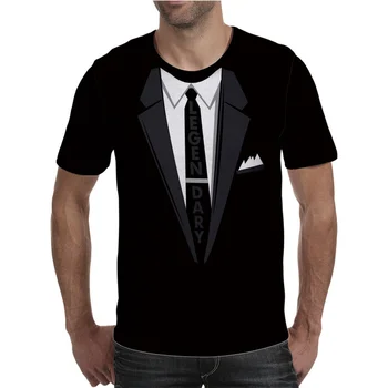Osobnost 3D T Košile Módní Falešné Dva Tištěné T Košile Osobnosti Cool Krátký Rukáv T Košile Obrázek
