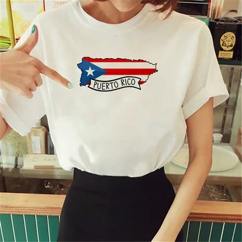 Puerto Rico top dámské letní harajuku designer t-košile, ženské streetwear anime 2000s oblečení Obrázek
