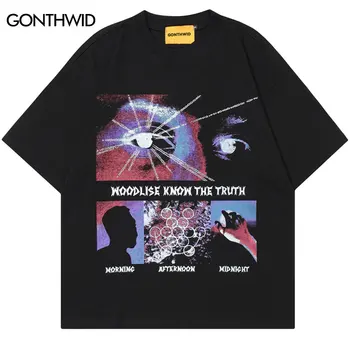 Punk Tričko Grunge Hip Hop Oko Grafika, Tisk Nadrozměrné T-Shirt 2024 Harajuku Gotické Streetwear Trička Letní Bavlněné Volné Topy Obrázek