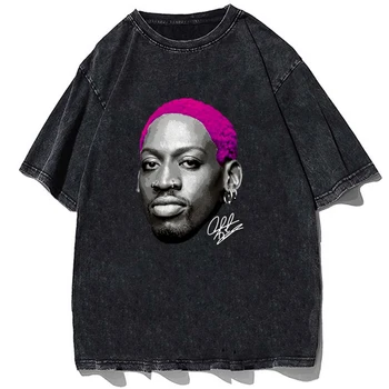 Pánské T-košile Prát Ročník Hip Hop Streetwear Men T Shirt Tištěné Tričko 100%Bavlna Muži Oversize Letní Topy Tees Harajuku Obrázek