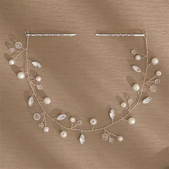 Ručně Svatební Čelenky Simulované Pearl Hairbands Jednoduché Korálky Čelenka pro Nevěsty, Družičky Vlasy, Šperky, Doplňky Obrázek