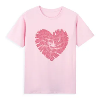 Růžové Srdce Tisk T-Shirt Ženské lásky krátký rukáv Letní pohodlné cool top košile A1-106 Obrázek