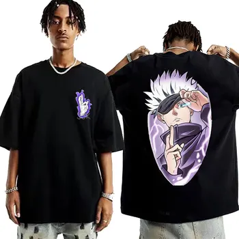 Satoru Gojo Jujutsu Kaisen T-Shirt Anime Harajuku Hip Hop Men T-Košile Módní Gothic Oblečení Nadrozměrných Mužské T-shirt Streetwear Obrázek