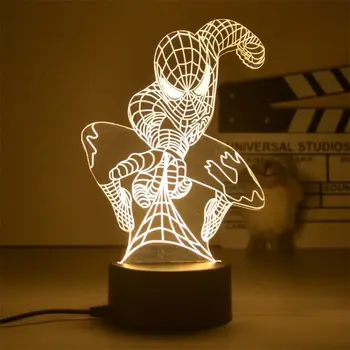 Spiderman Anime Obrázek Světla 3D LED Lampa Ironman Disney Figurky, Děti Ložnice Lampa LED Hračky Model Dekor Dárek pro Děti Obrázek