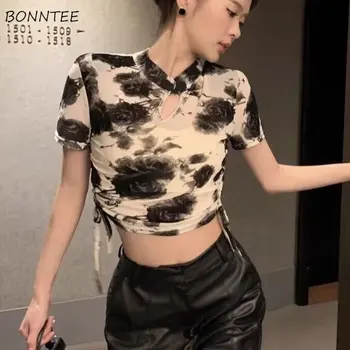 Tištěné T-košile, Ženy, Vintage vydlabat Hotsweet Čínský Styl Žena Temperament Letní Elegantní Okouzlující Nové Populární Slim Obrázek