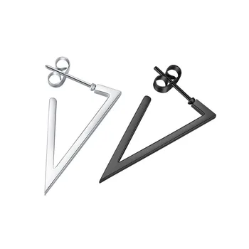 Trojúhelník nerezové oceli stud náušnice pro muže cool jednoduché hip-pop emo korejské geometrické náušnice z nerezové oceli šperky 2021 Obrázek