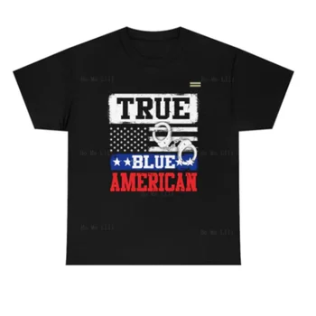 True Blue American Čtyři Hvězdy Donucovací T-Shirt 100% Bavlna Tričko Oversize Obrázek