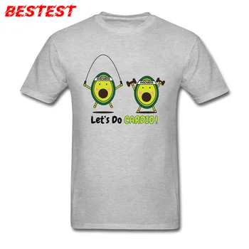 Tréninkové Tričko Pro Muže Grey T-shirt Pánské Bavlněné T Trička Vtipné Kreslené Vrcholy Umožňuje Dělat Kardio Avokádo Tisk Trička Podzimní Oblečení Obrázek