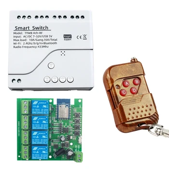 Tuya Smart Switch Wifi DIY Časovač+Dálkový ovladač AC/DC 7-32V 4CH RF Smartlife Home Automation Modul Pro Alexa Google Domov Náhradní Díly Obrázek