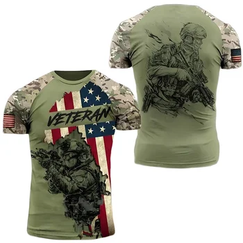 USA US Army Veterán Tričko pro Muže Oblečení Vojenské Maskování T-Shirt 3D Lebka Tisk Topy Trička Vojáci Taktické Tričko Obrázek