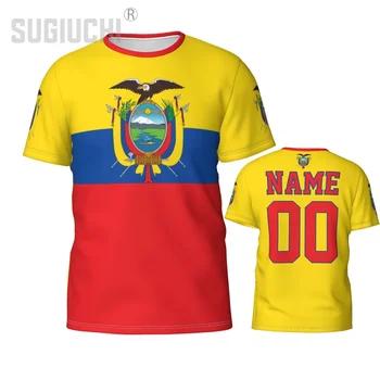 Vlastní Jméno a Číslo Ekvádor Vlajka Znak 3D T-košile, Oblečení Pro Muže, Ženy Tees jersey Fotbal Fotbalové Fanoušky Dárek tričko Obrázek
