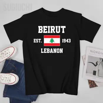 Více Design Libanonu EST.1943 Bejrútu Muži Tričko Trička T-Shirt O-neck T Košile, Ženy, Chlapci Oblečení 100% Bavlna Obrázek