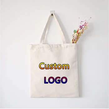 Zakázková LOGO Canvas Taška DIY dámská Nákupní Taška Personalizované Dárkové Tašky přes Rameno Tisk Vlastní Design Vzor Animace Obrázek
